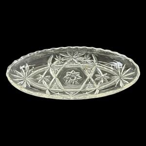 Vintage Anchor Hocking EAPC Star Of David Oval Relish Dish Pressed Glass Serving